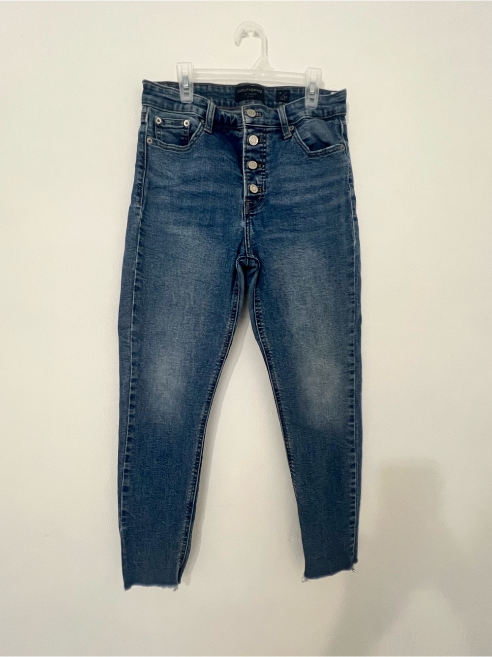 Lucky Brand High-Rise Button-Fly Skinny Jeans - Dark Blue Wash
